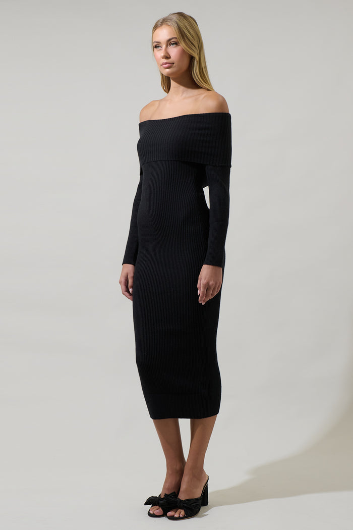 Vonnie Off the Shoulder Midi Sweater Dress
