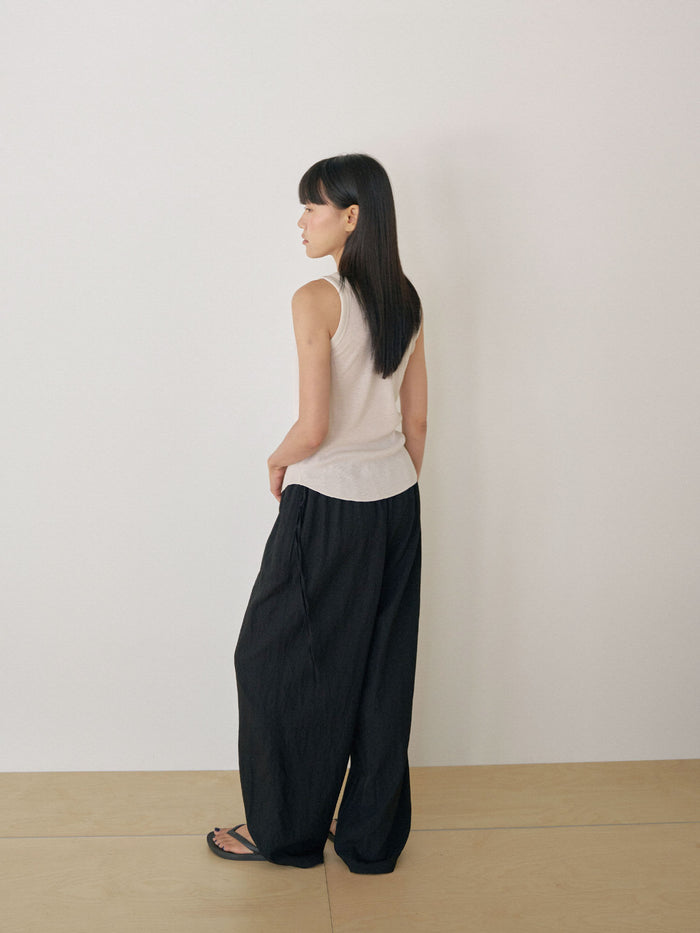Waffle Button Sleeveless - Beige