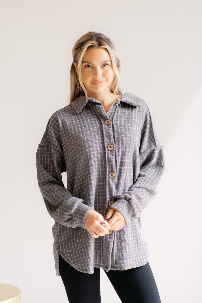 Wandering Whim Button Up Waffle Knit Top