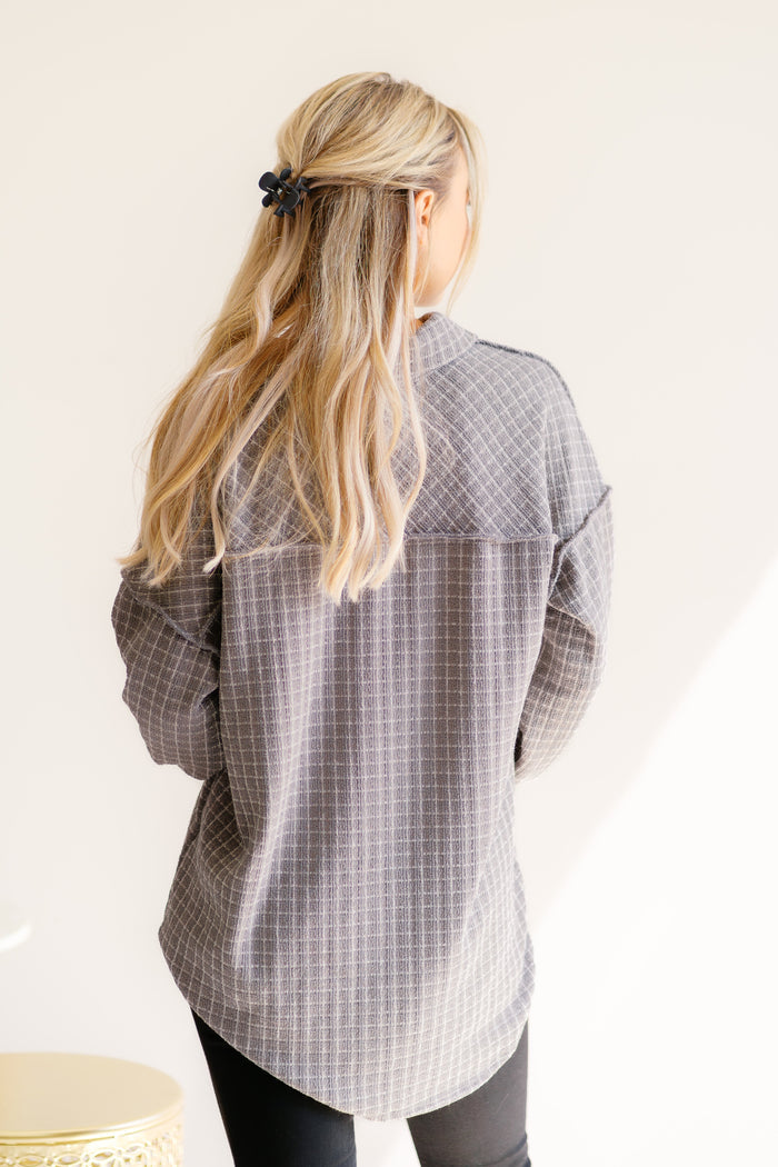 Wandering Whim Button Up Waffle Knit Top