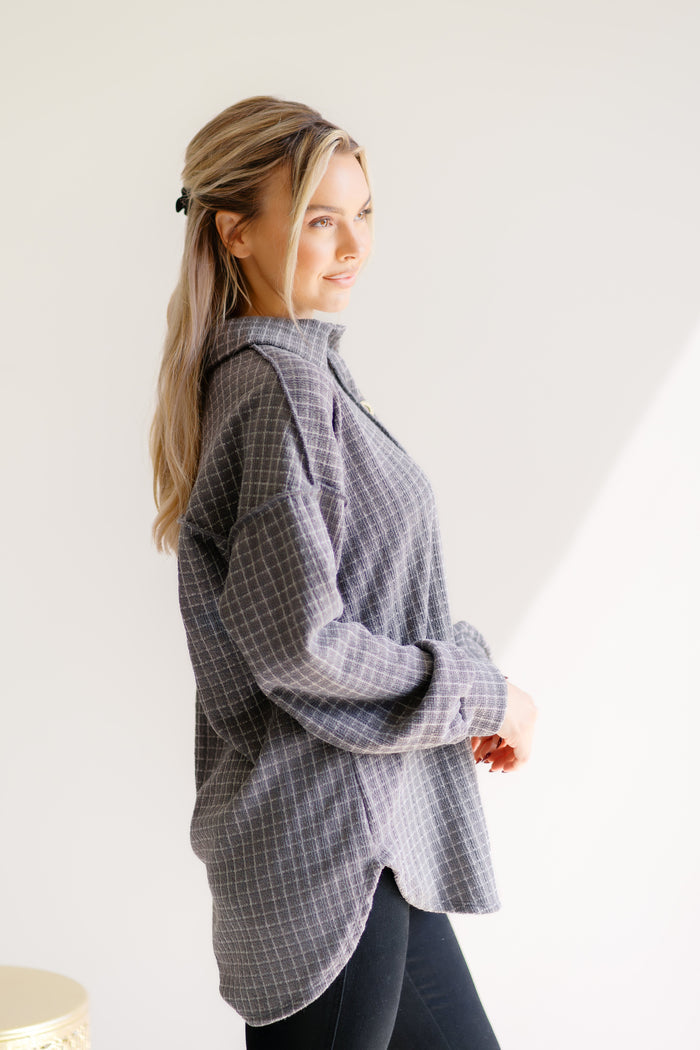 Wandering Whim Button Up Waffle Knit Top