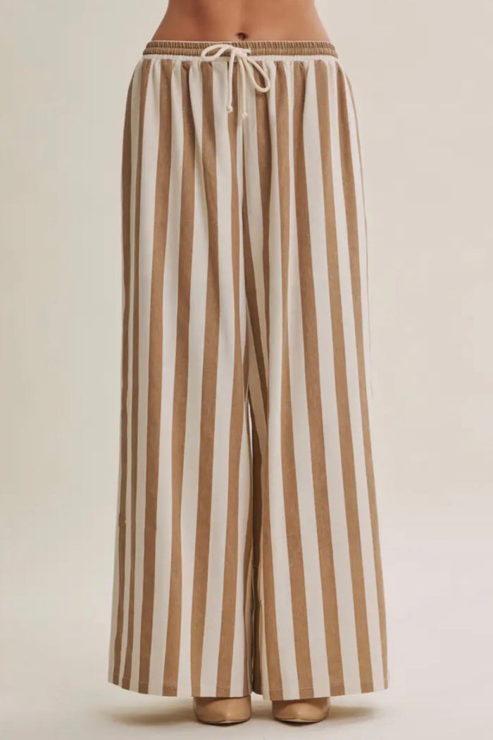 Weekend Statement Tan Stripe Pant