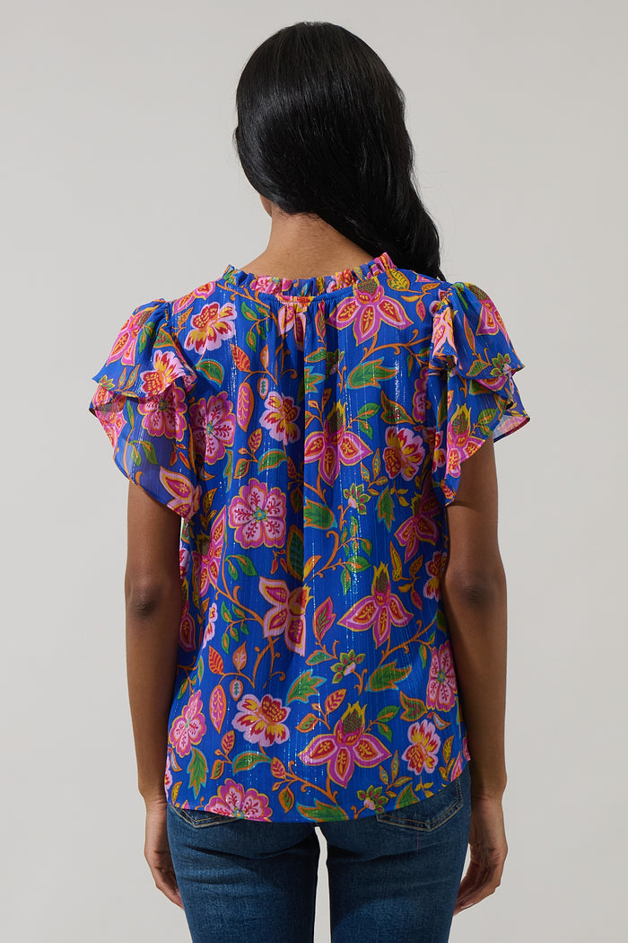 Wendey Floral Montie Ruffle Blouse