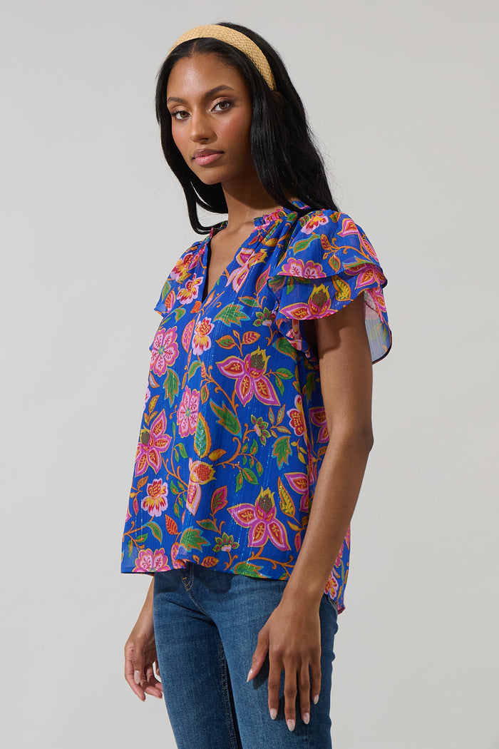 Wendey Floral Montie Ruffle Blouse