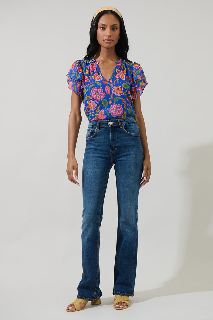 Wendey Floral Montie Ruffle Blouse