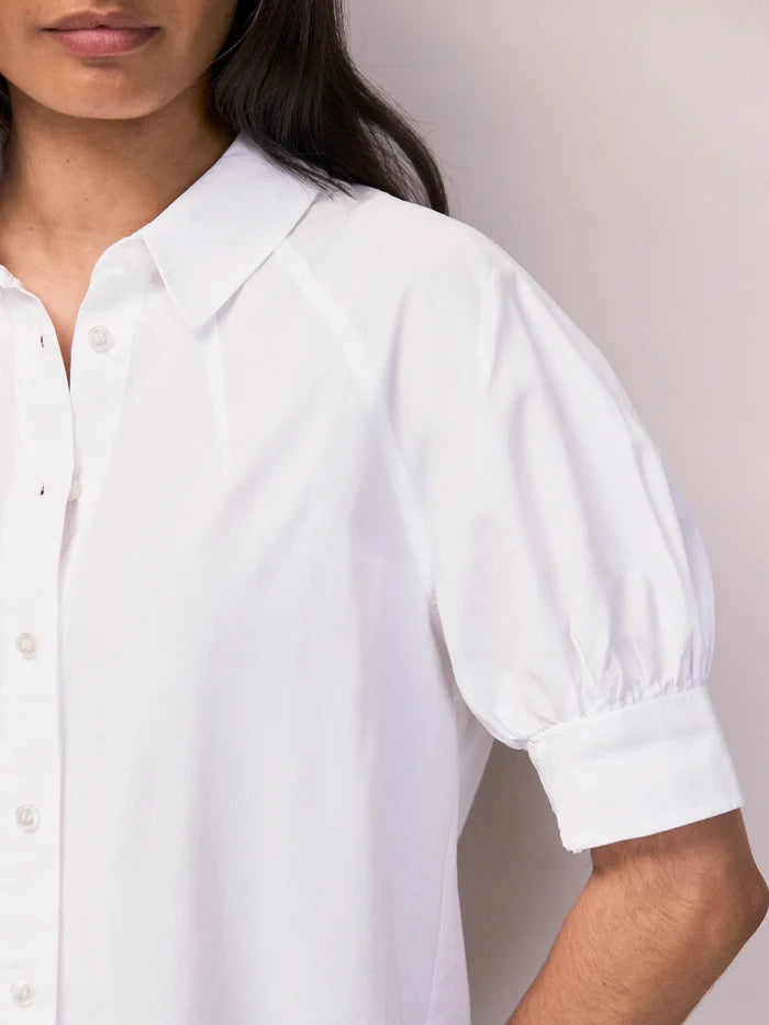 White Cotton Poplin Short Sleeve Shirt