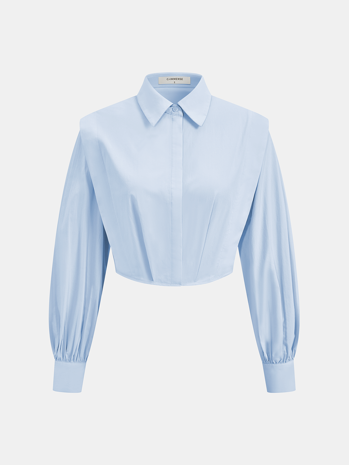Wide-Shoulder Cropped Shirt
