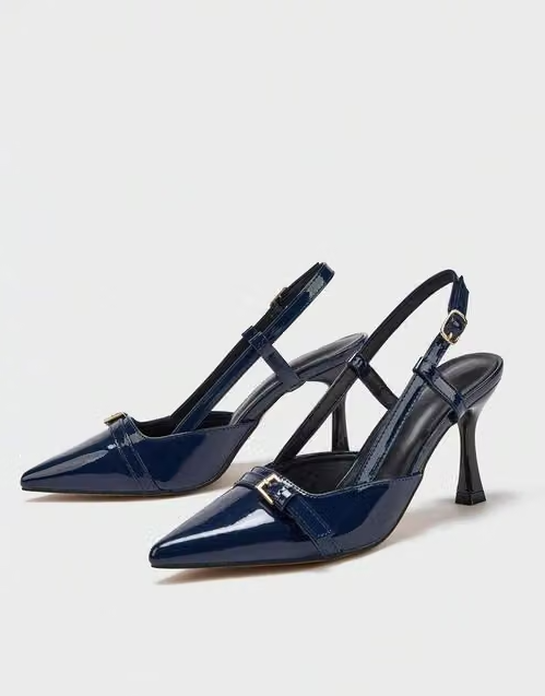 WIND Women's Pointed Toe Slingback Stilettos – Patent Leather Mesh Bow Heels