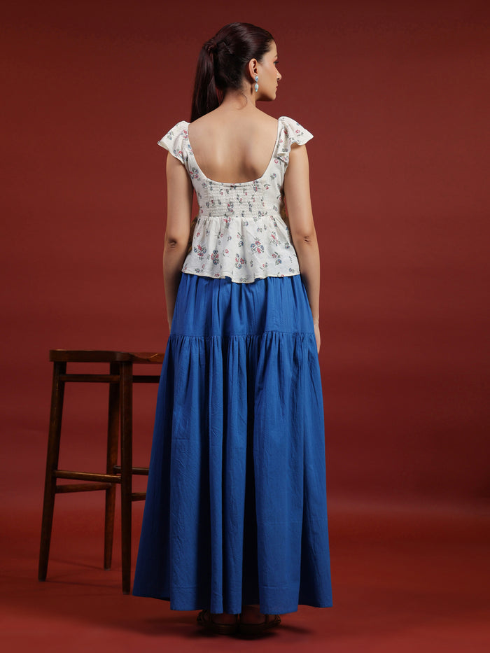 Women's Blue flared Maxi Skirt