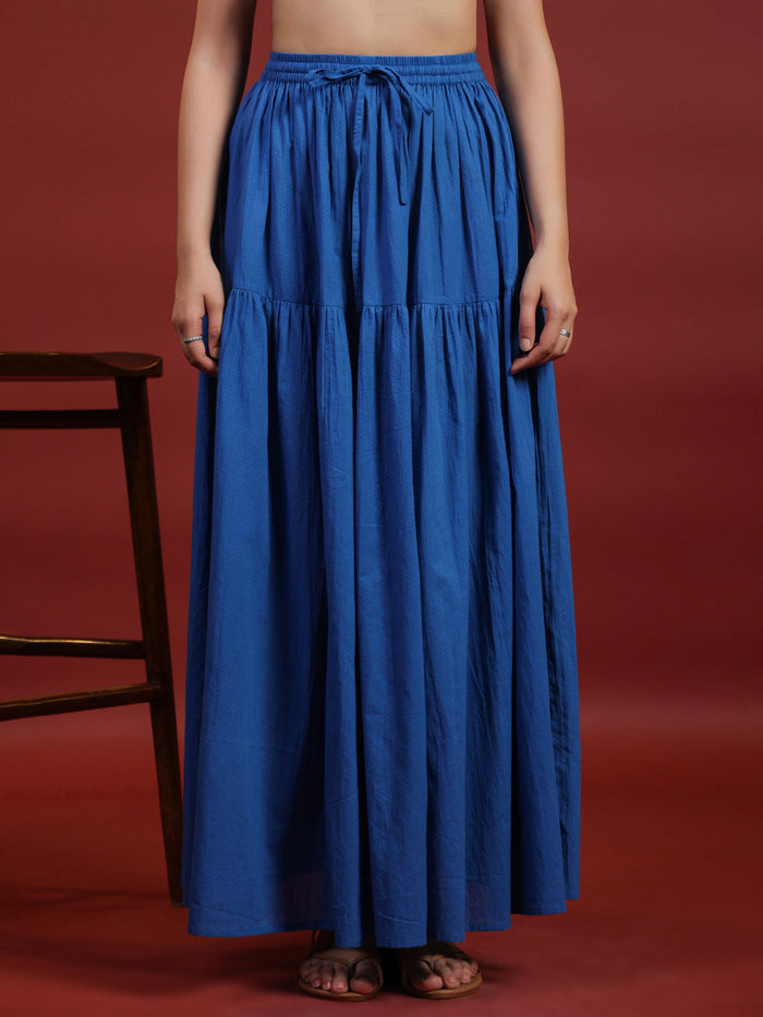 Women's Blue flared Maxi Skirt