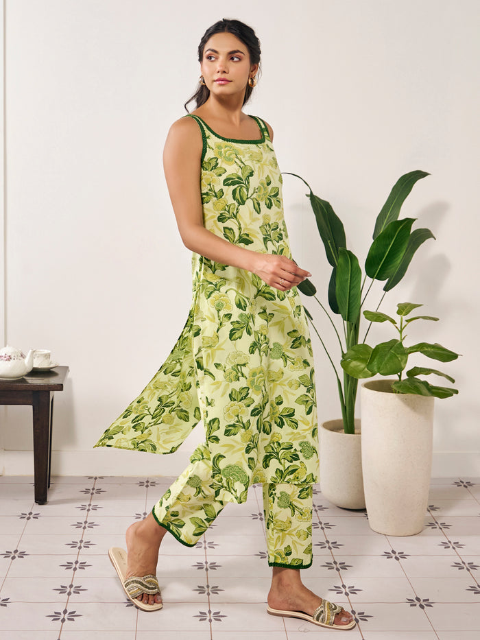 Women's Cotton Kurta Set with Kota Doriya Dupatta