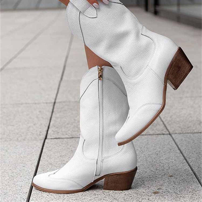 Women's Country Dress Boots Side Zipper Comfortable Booties