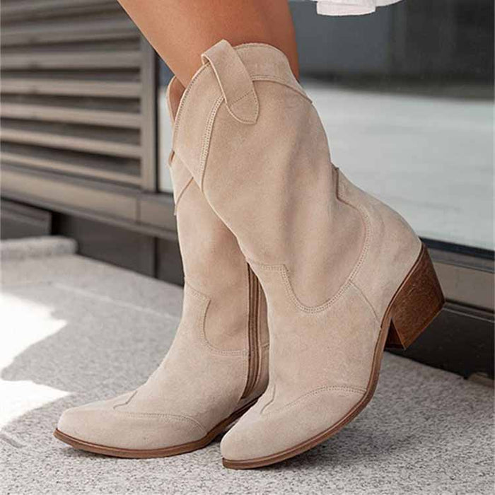Women's Country Dress Boots Side Zipper Comfortable Booties