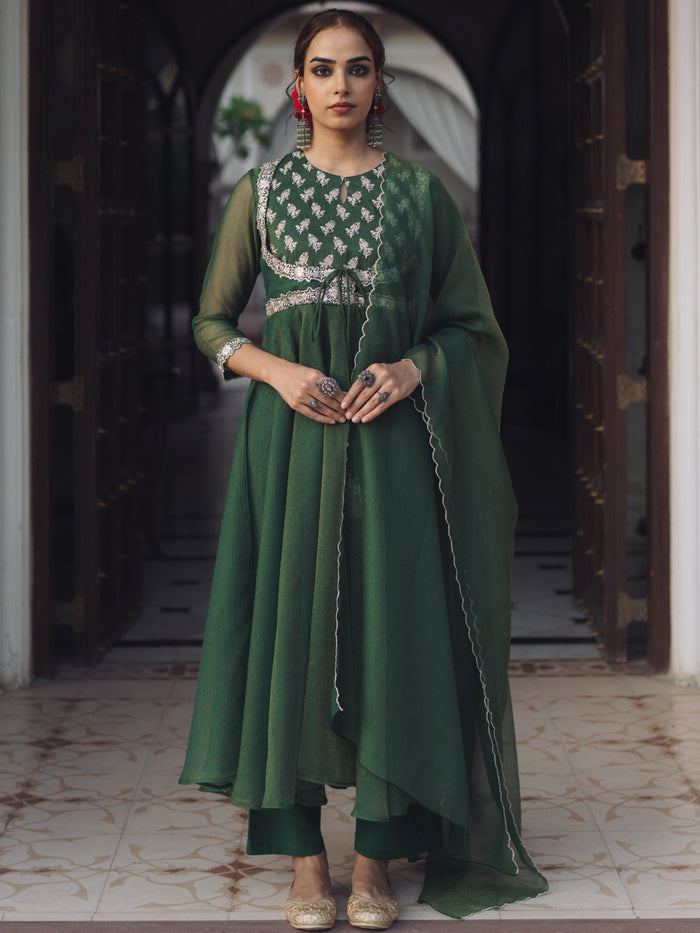 Women's Embroidered Anarkali Kurta Set with Dupatta