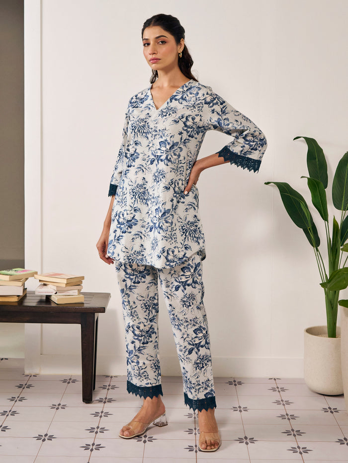 Women's Floral Short Kurta Set