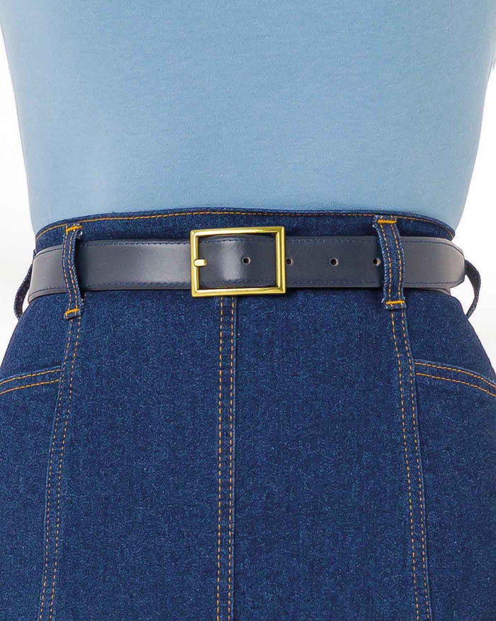 Womens Leather Belt - Navy - Image 1 - The Classic Boutique