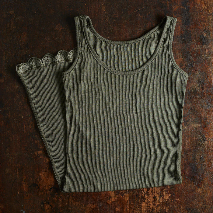 Women's Merino Wool/Silk Lace Nightdress - Jade