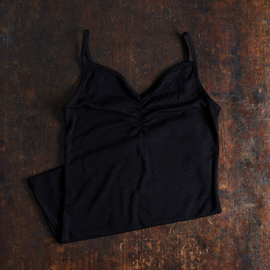 Women's Merino Wool/Silk Strappy Top - Black