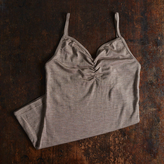 Women's Merino Wool/Silk Strappy Top - Sesame