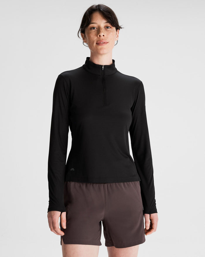Women's Seeker Quarter Zip Top - Black Stingray