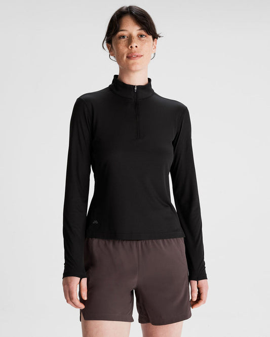 Women's Seeker Quarter Zip Top - Black Stingray