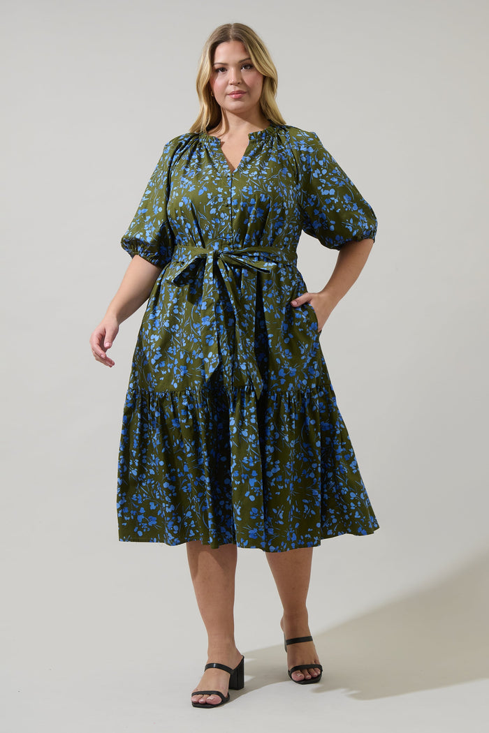 Wynette Tiered Midi Dress Solvay Floral Curve