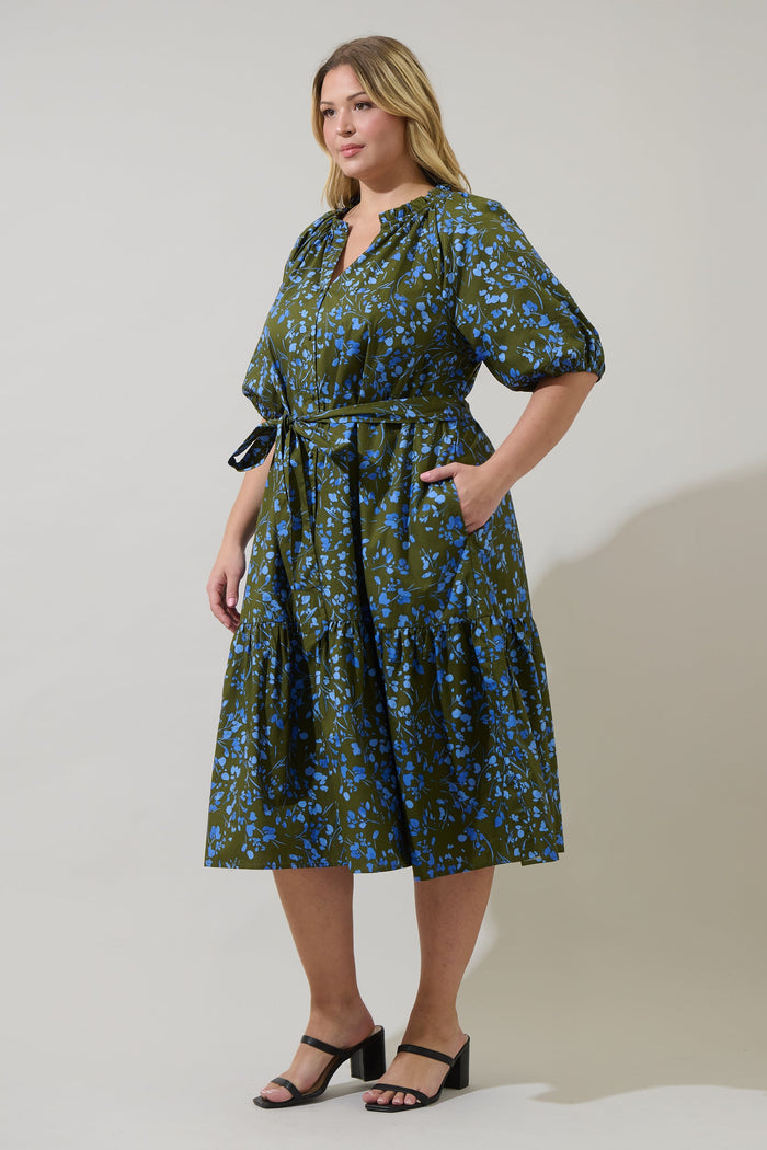 Wynette Tiered Midi Dress Solvay Floral Curve