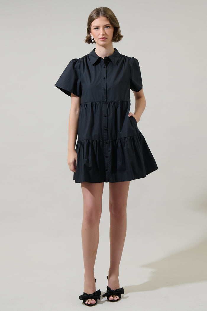 Xia Poplin Tiered Mini Dress