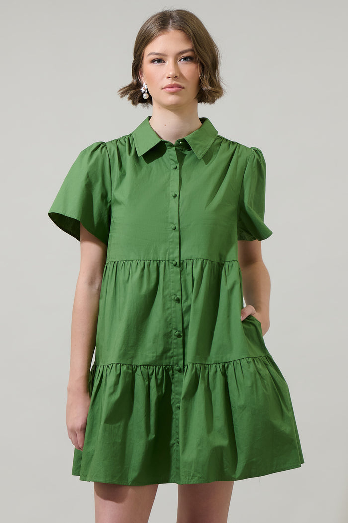 Xia Poplin Tiered Mini Dress