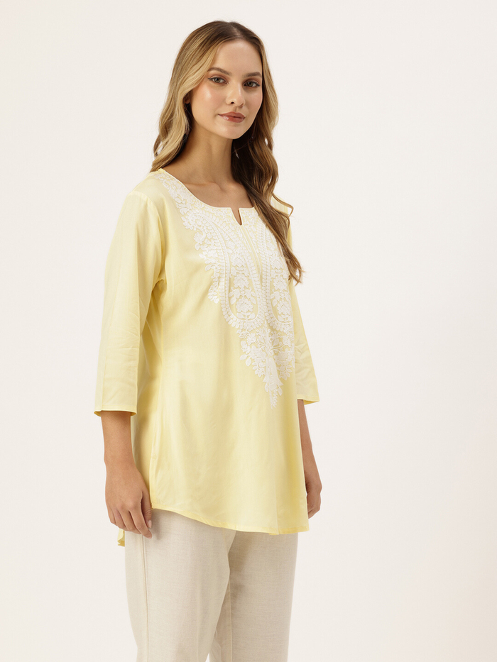 Yellow Embroidered Ethnic Tunic