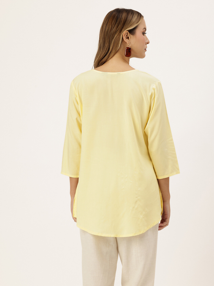 Yellow Embroidered Ethnic Tunic