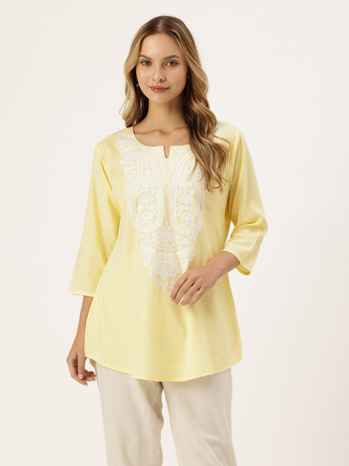 Yellow Embroidered Ethnic Tunic