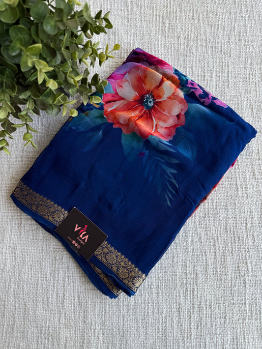 Zari border pure chiffon saree