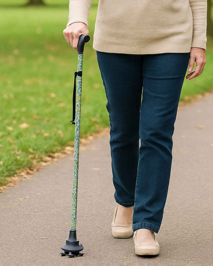 Ziggy Wildflowers Tribase Folding Walking Stick - The Classic Boutique
